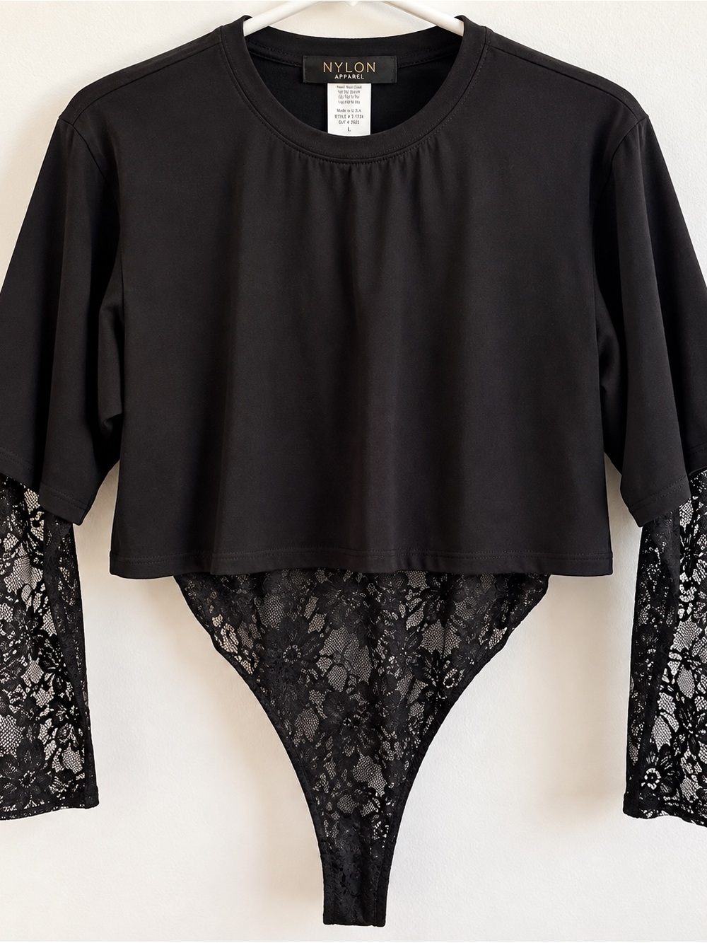 Black Lace Sleeve Bodysuit